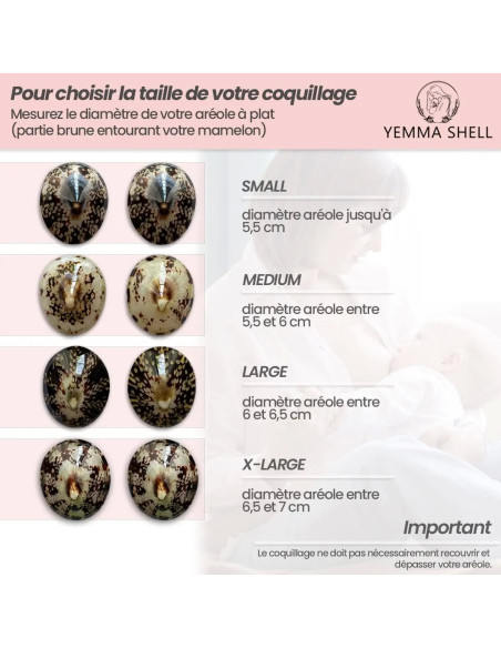 Coquillages d’allaitement Yemma Shell Nacre + 6 Coussinets Yemma Shell