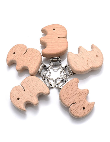 Attache tétine en bois pour bébé, 5 pièces, accessoires bébé