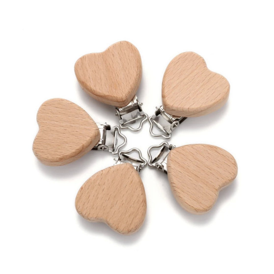 Attache tétine en bois pour bébé, 5 pièces, accessoires bébé