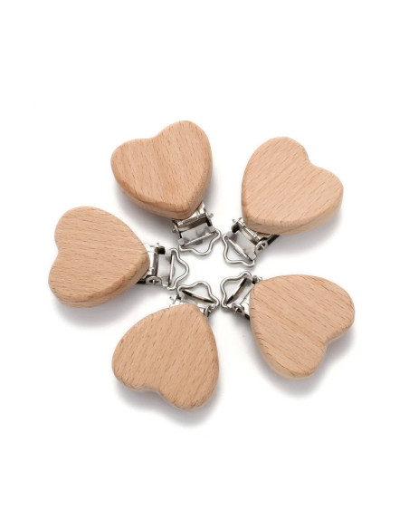 Attache tétine en bois pour bébé, 5 pièces, accessoires bébé