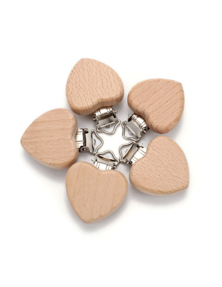 Attache tétine en bois pour bébé, 5 pièces, accessoires bébé