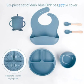 Set de repas pour bébé 6 PCS en silicone pour bébé