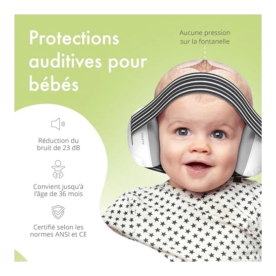 Alpine Baby Muffy Casque Anti Bruit Bébé Certifié CE - jusqu'à 36mois