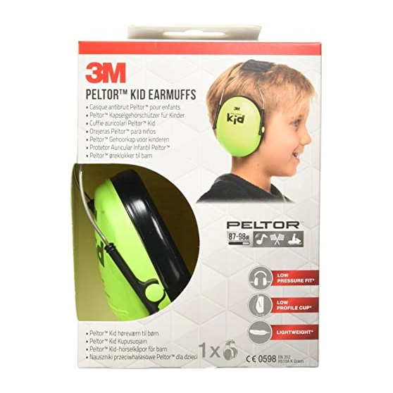 Casque antibruit Peltor enfant vert fluo SNR : 27dB
