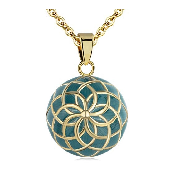 Bola de grossesse fleur dorée et émail vert