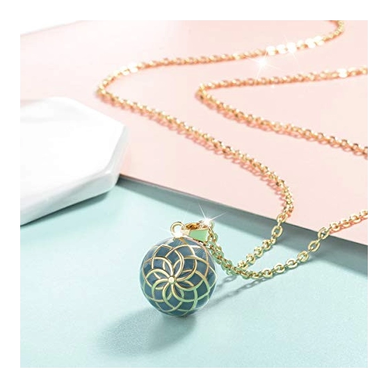 Bola de grossesse fleur dorée et émail vert - 2