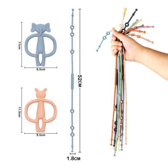Attache-tétine en silicone souple, clip réglable - 6