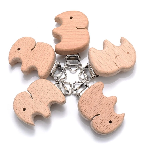 Attache-tétine en bois de hêtre (lot de 5)