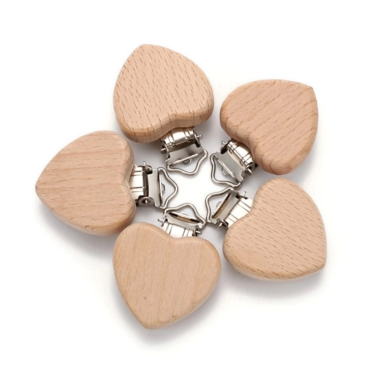 Attache-tétine en bois de hêtre (lot de 5) - 4