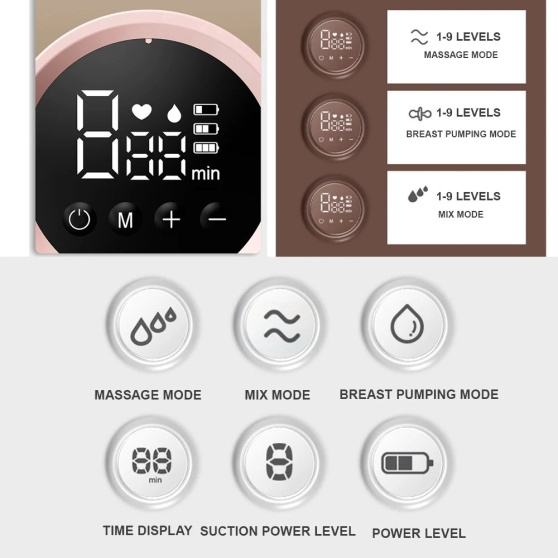 Tire-lait électrique double écran LED, sans BPA, extracteur de lait - 6