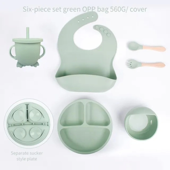 Set de repas pour bébé 6 PCS en silicone pour bébé