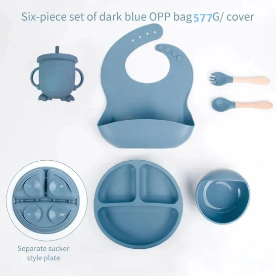 Set de repas pour bébé 6 PCS en silicone pour bébé
