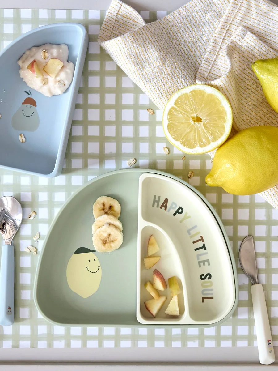 Set de vaisselle Happy Fruits en silicone LÄSSIG bleu - 3