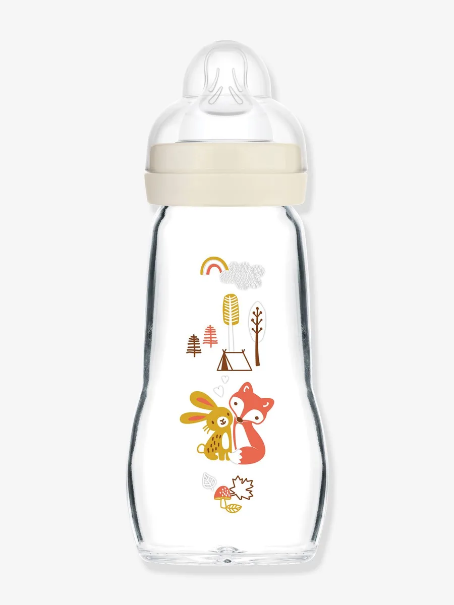 Biberon verre 260 ml Feel Good débit 2 beige
