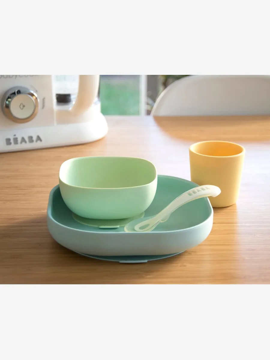 Set vaisselle 4 pièces silicone jaune