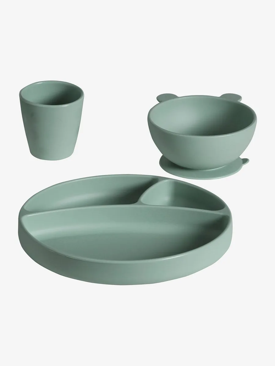 Coffret repas en silicone lot vert