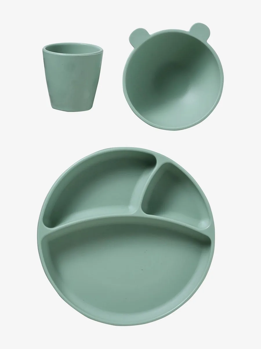 Coffret repas en silicone lot vert - 2