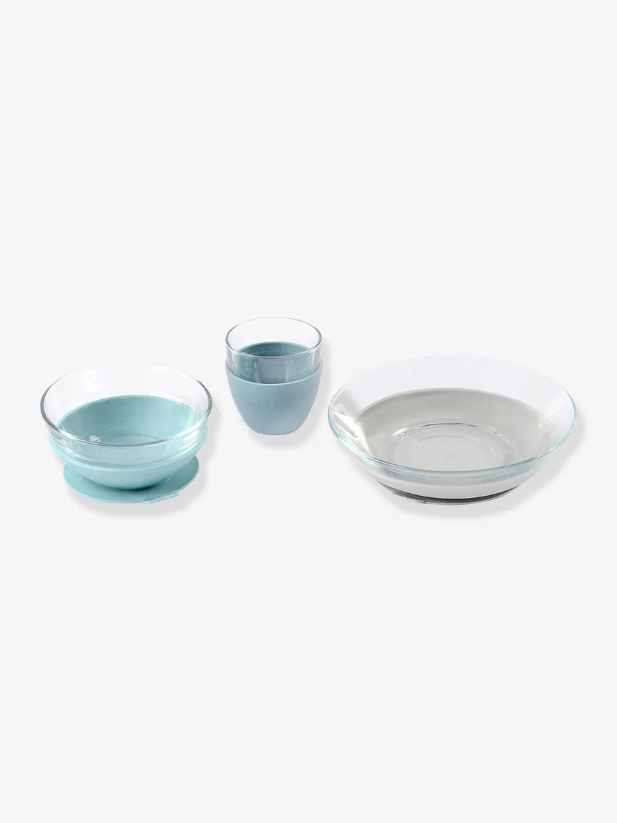 Coffret repas en verre X DURALEX bleu