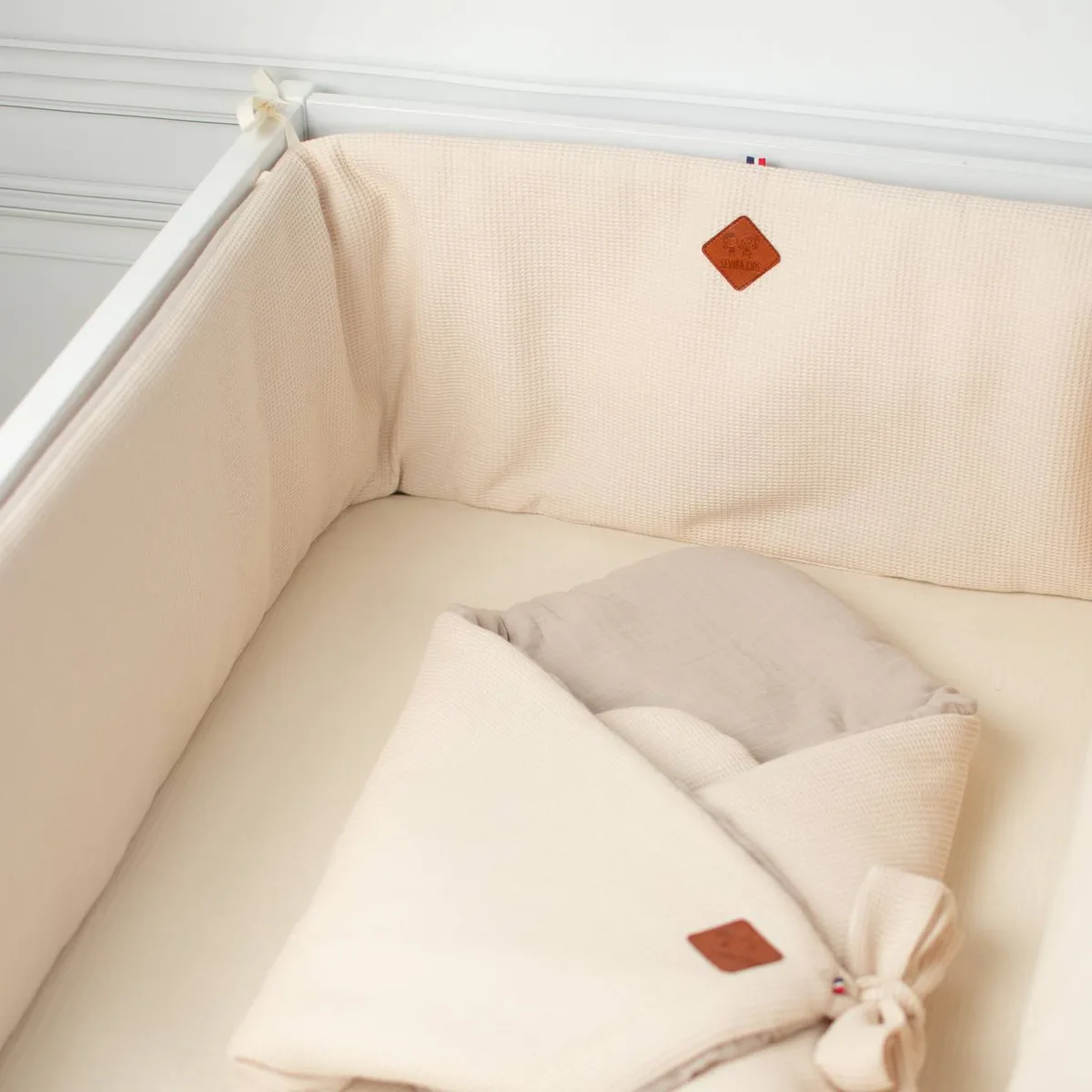 Tour De Lit Universel En Gaze De Coton Nid D'abeille Écru - 5