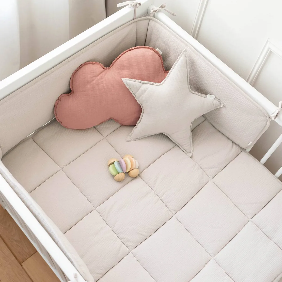 Tour De Lit Et Parc - Pady Tetra Jersey Sand - 3