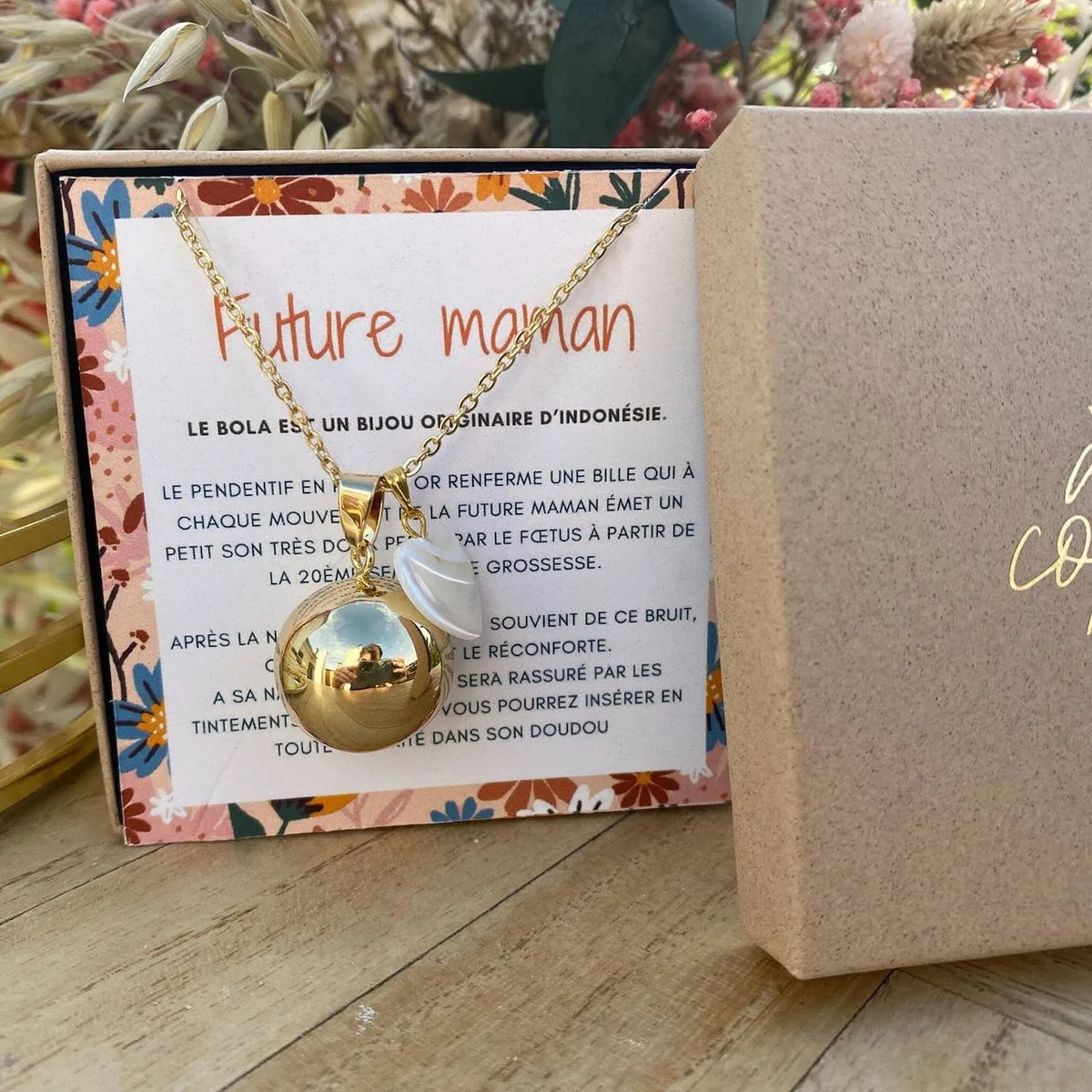 Bola De Grossesse Or Avec Coeur De Nacre Or