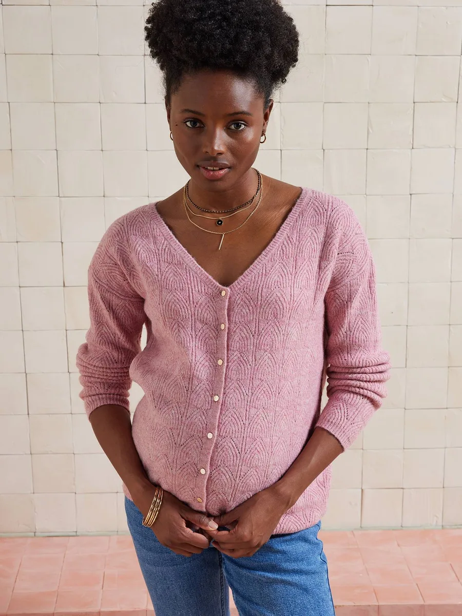 Pull réversible devant/dos grossesse et allaitement vieux rose