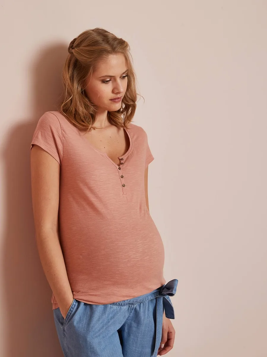 T-shirt tunisien de grossesse blush foncé