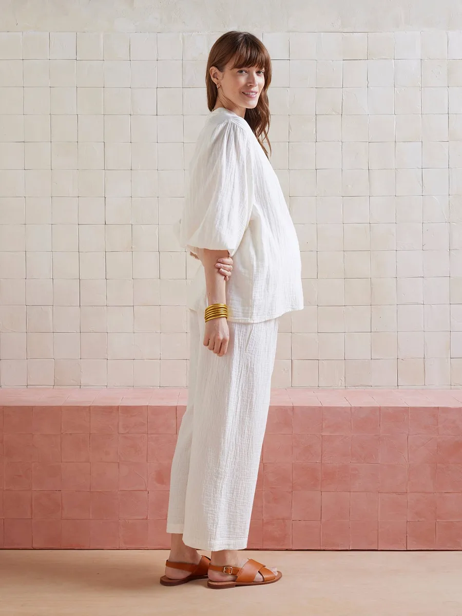 Ensemble 2 pièces homewear grossesse et allaitement beige