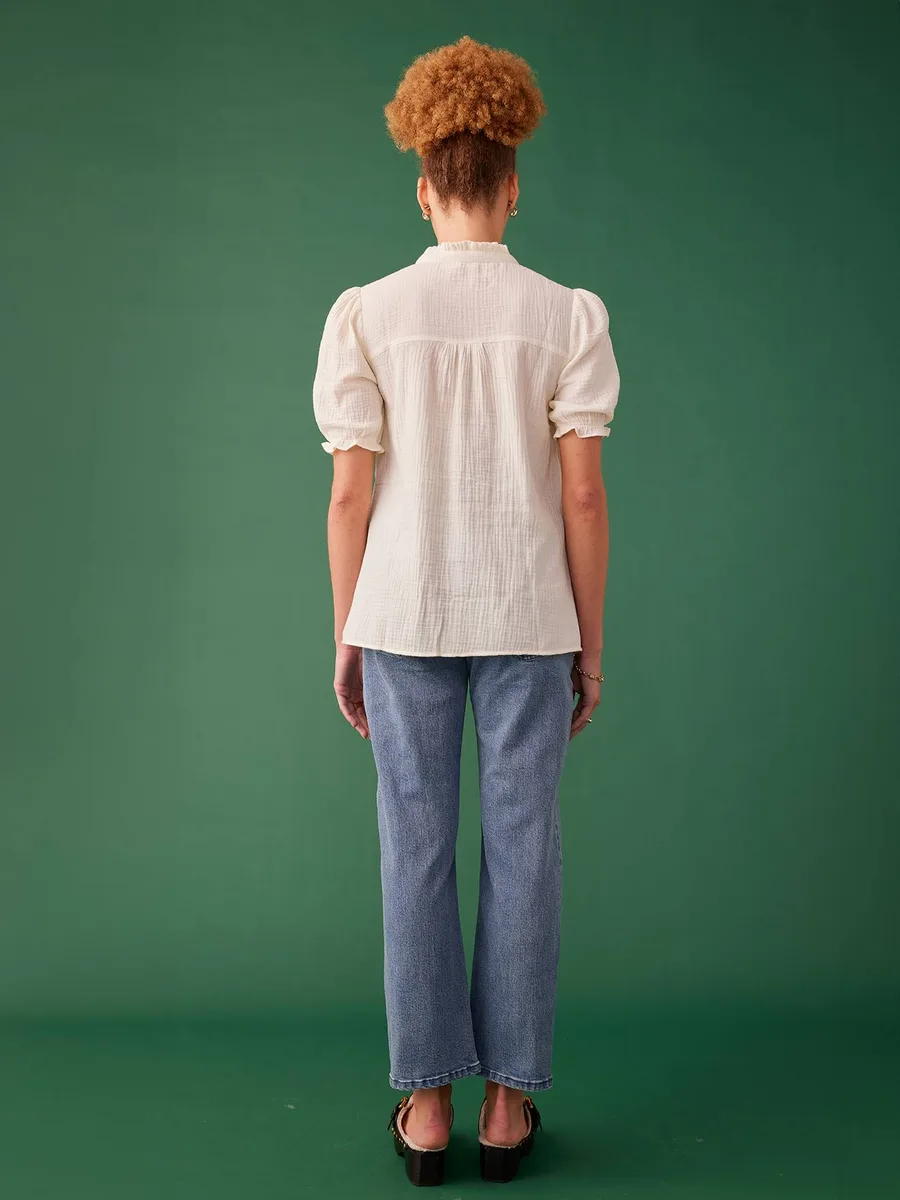 Blouse grossesse en gaze de coton écru