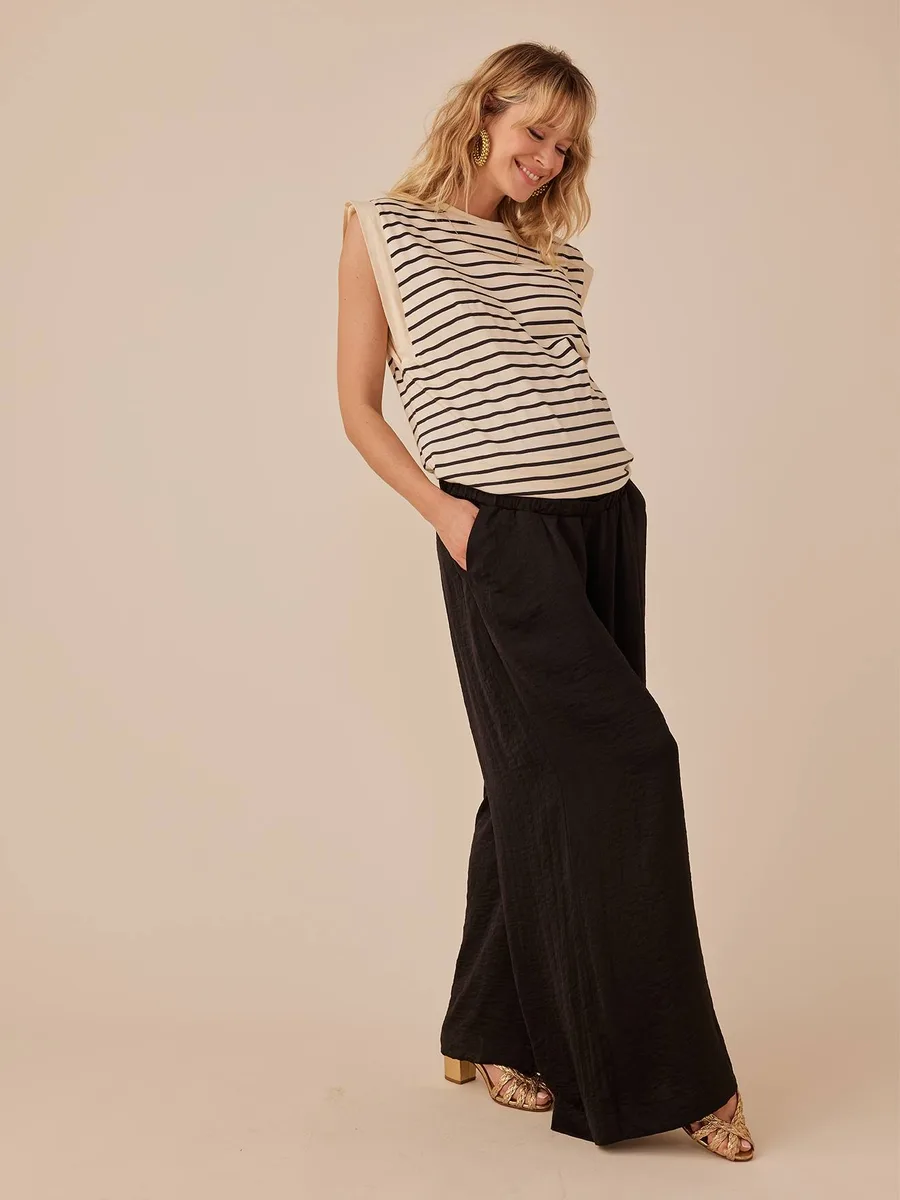 Tee-shirt grossesse sans manches à épaulettes Envie de Fraise écru