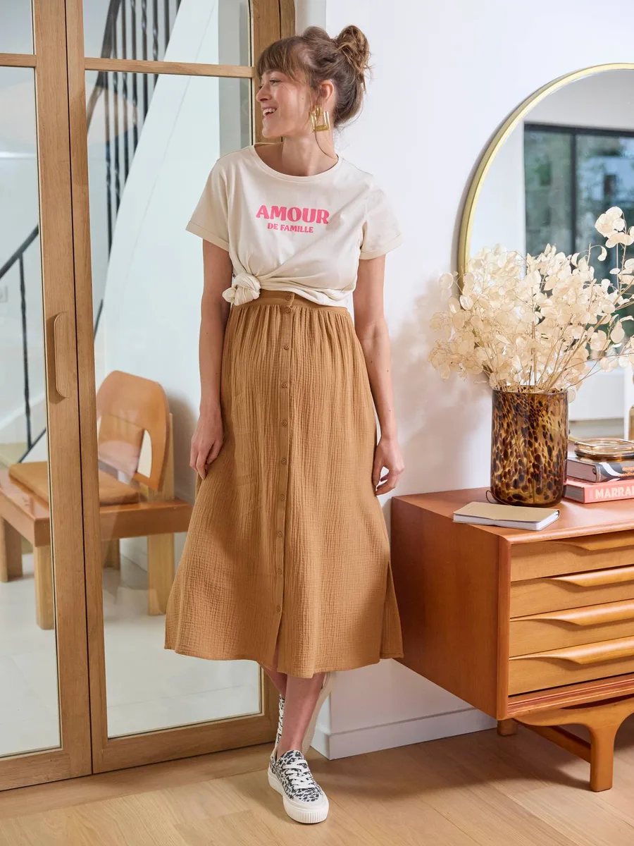 T-shirt grossesse et allaitement à message coton biologique écru