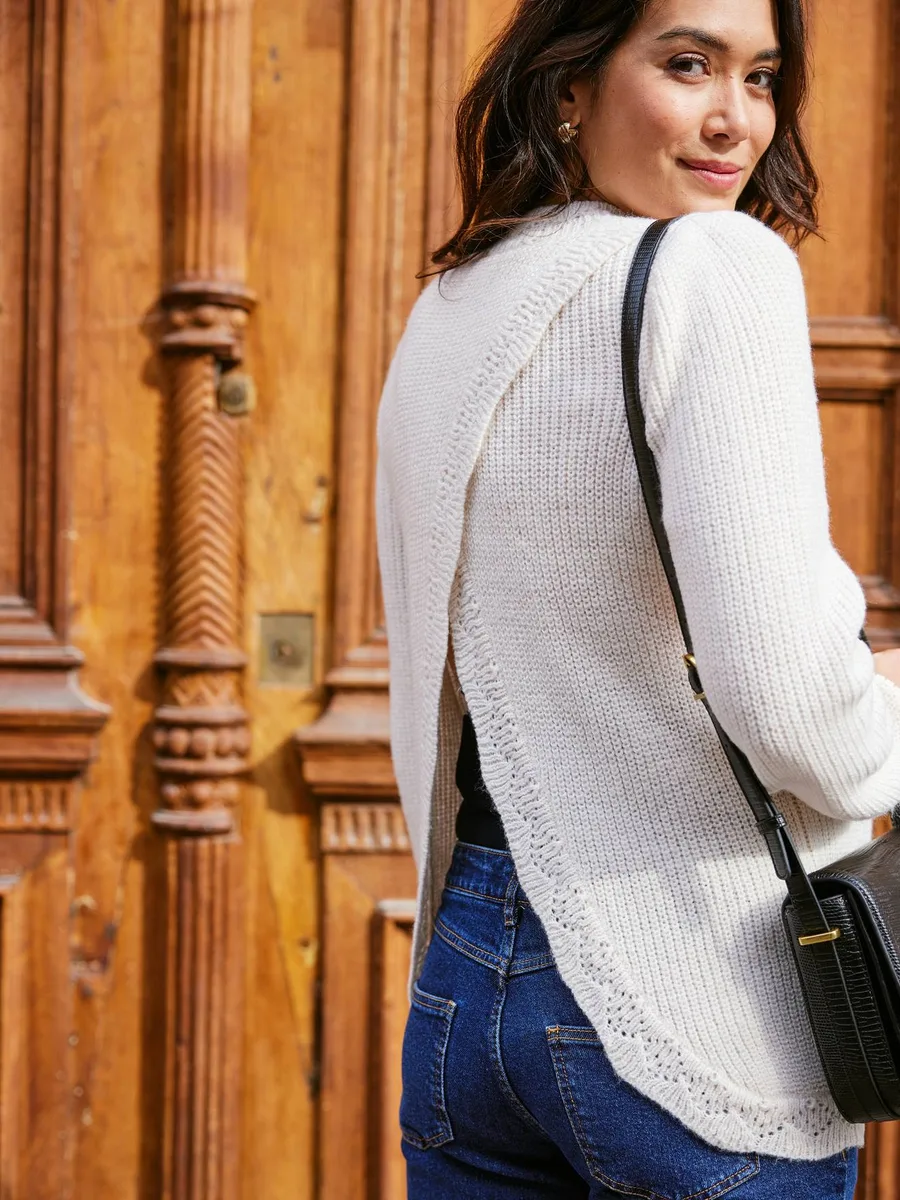 Pull grossesse et allaitement devant/dos évolutif vanille