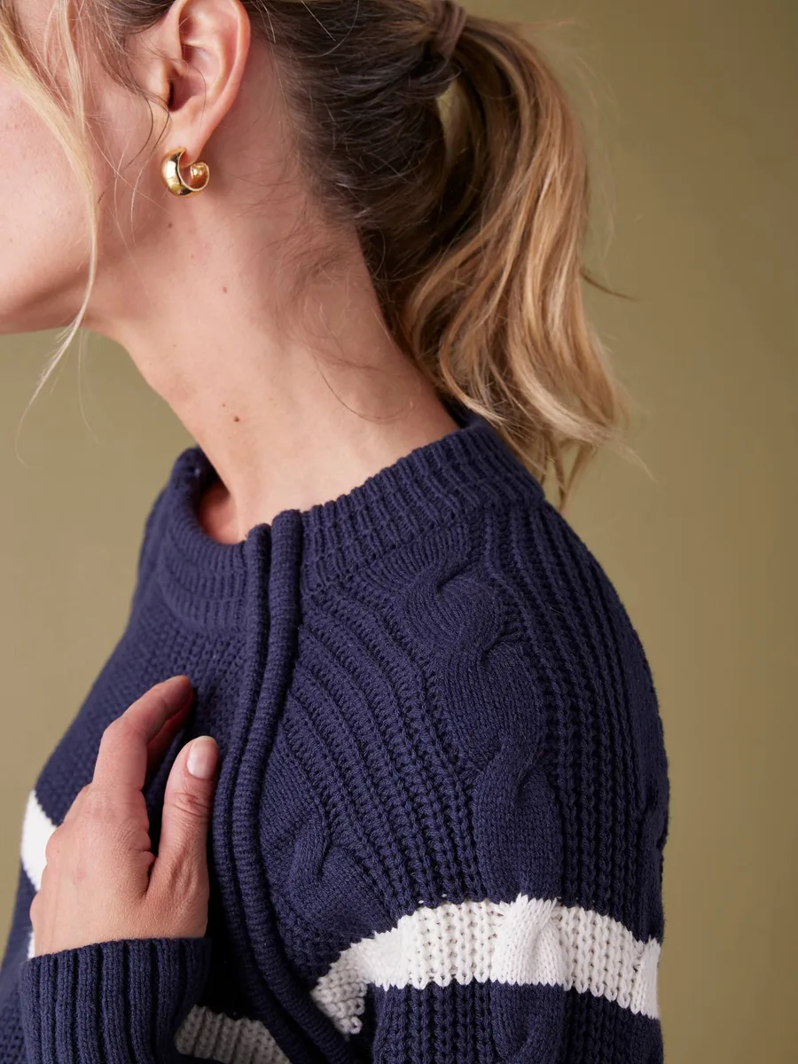 Pull grossesse style marinière marine