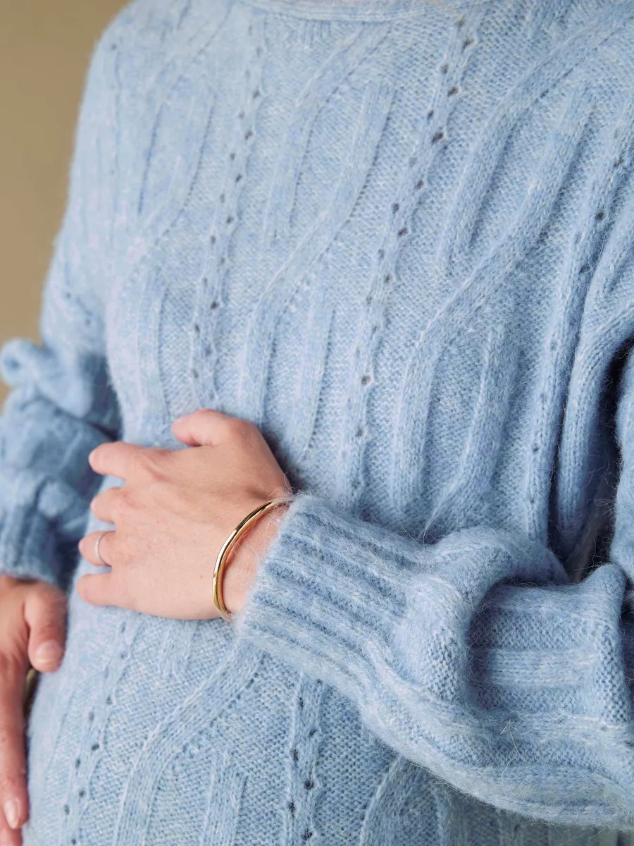 Pull devant/dos maille fantaisie avec Alpaga bleu glacier - 3