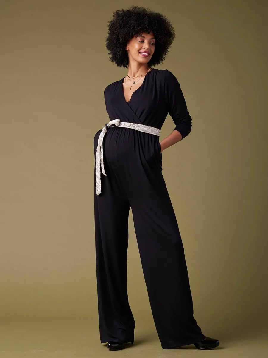 Combinaison large de grossesse et allaitement ceinture réversible noir