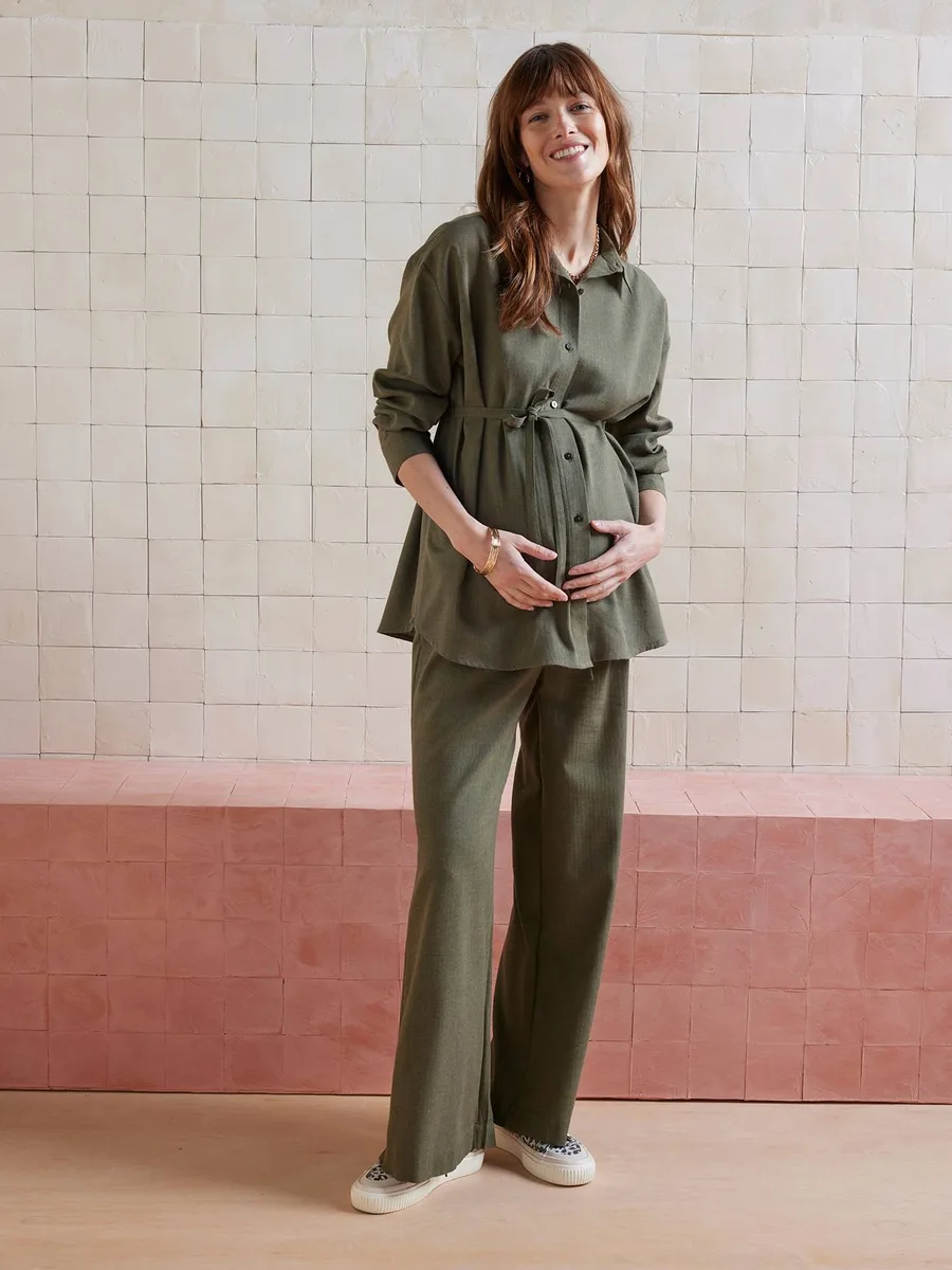 Ensemble 2 pièces homewear grossesse et allaitement olive
