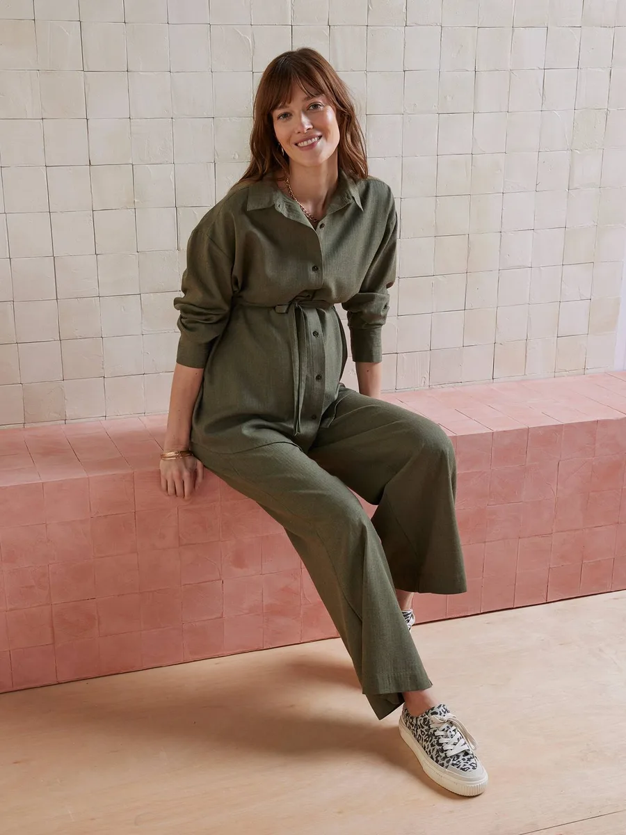 Ensemble 2 pièces homewear grossesse et allaitement olive