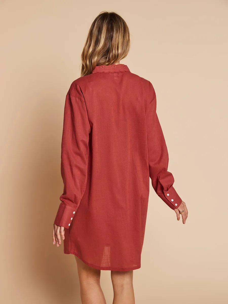 Chemise de nuit grossesse et allaitement terracotta - 3