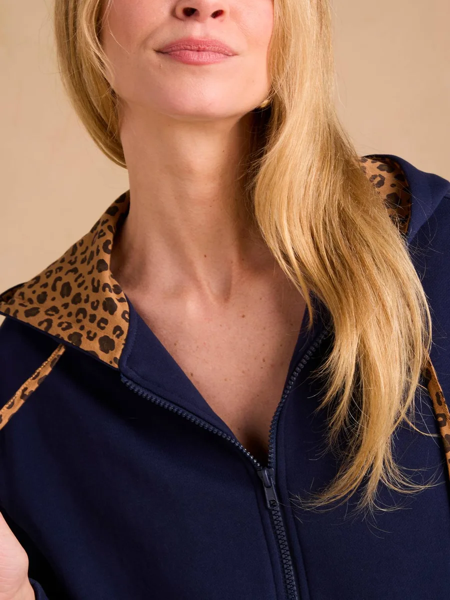 Sweat zippé évolutif avec protège-bébé marine