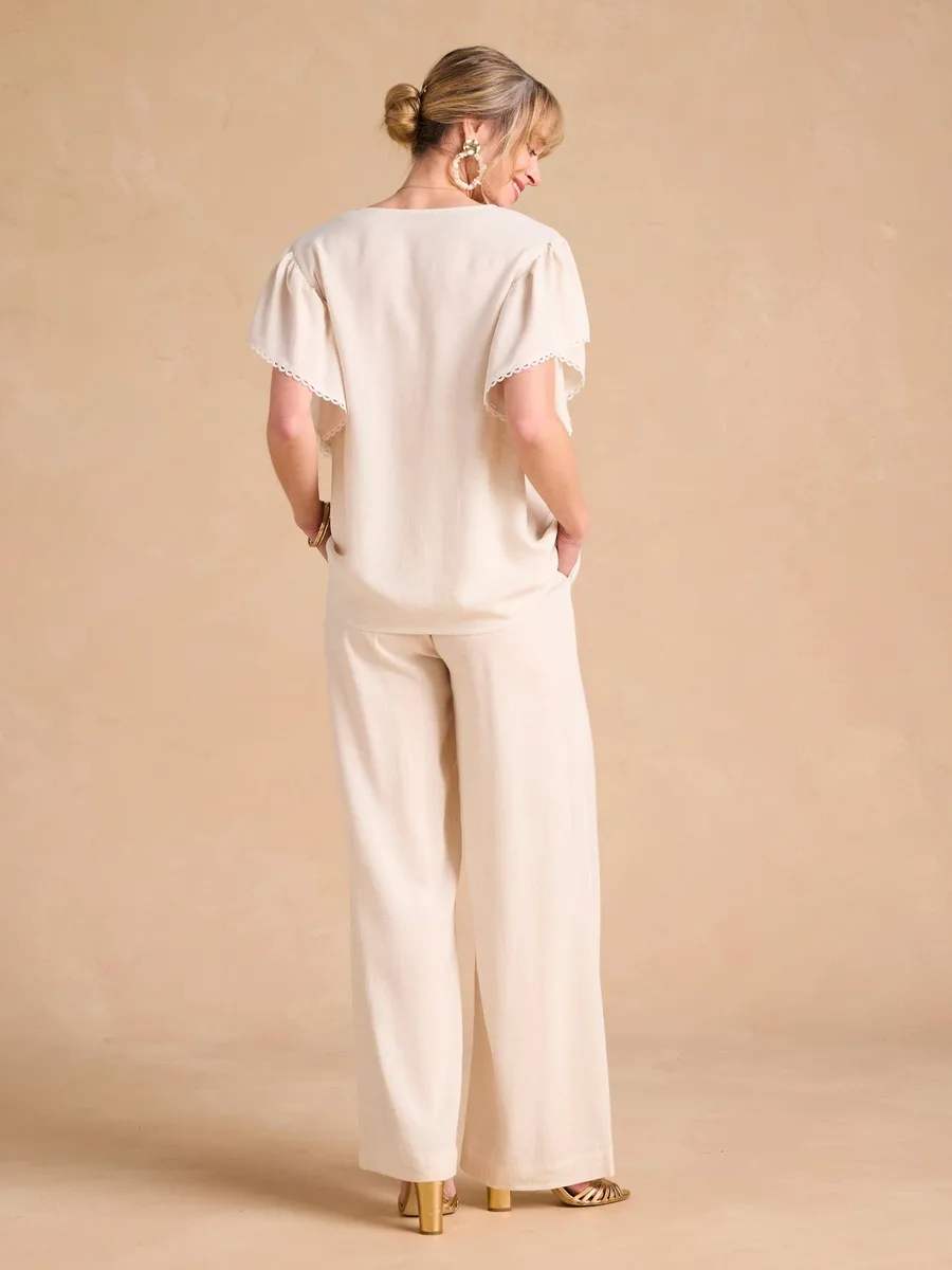 Blouse grossesse et allaitement avec lin beige - 3