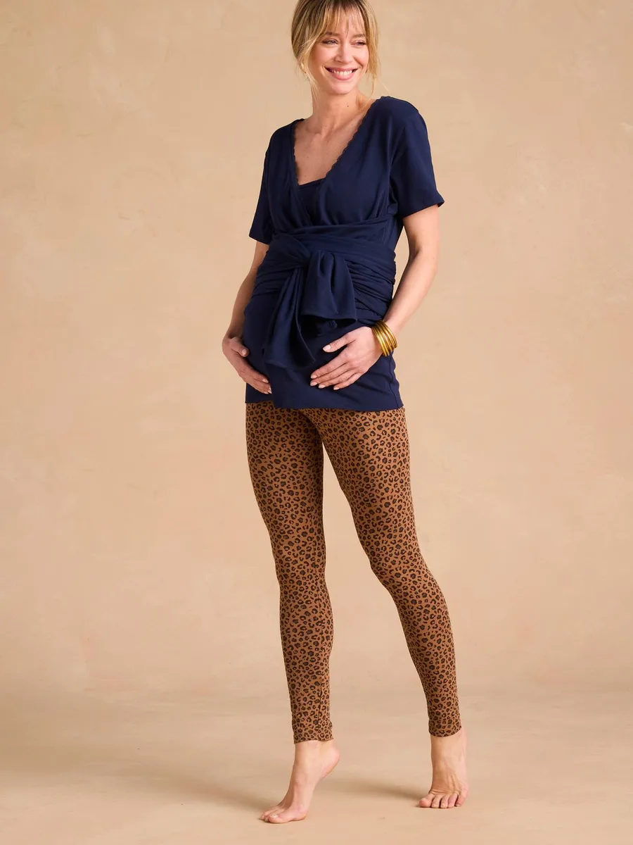 Tee-shirt peau à peau en coton bio manches courtes marine