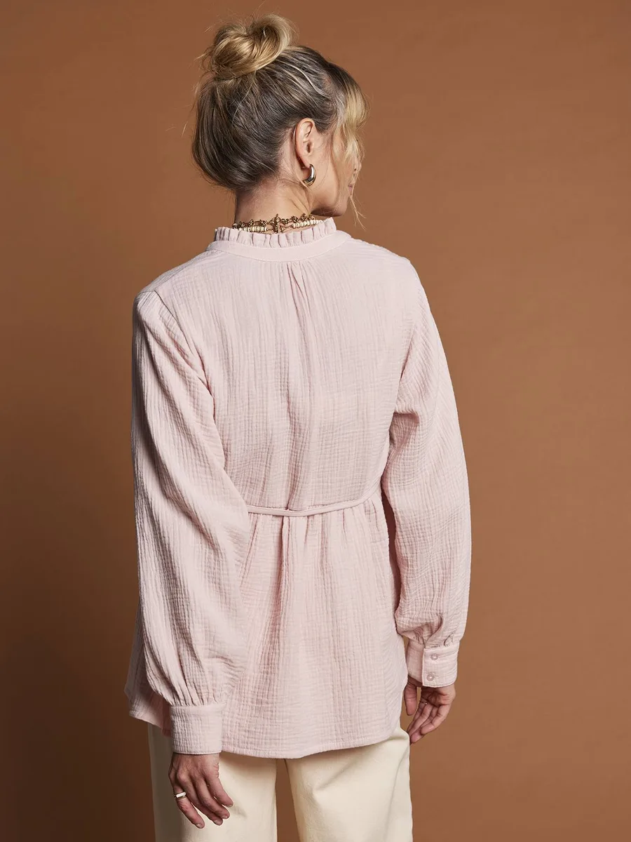 Blouse en gaze de coton grossesse et allaitement blush - 3