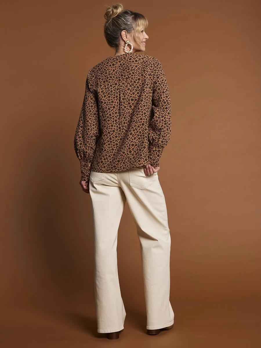 Blouse léopard en gaze de coton grossesse et allaitement écru - 3