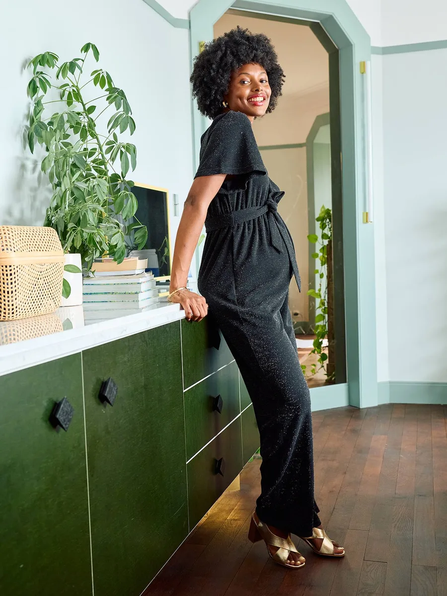 Combinaison velours pailleté grossesse et allaitement noir