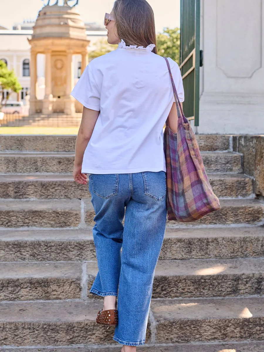T-shirt de grossesse et allaitement brodé blanc - 3