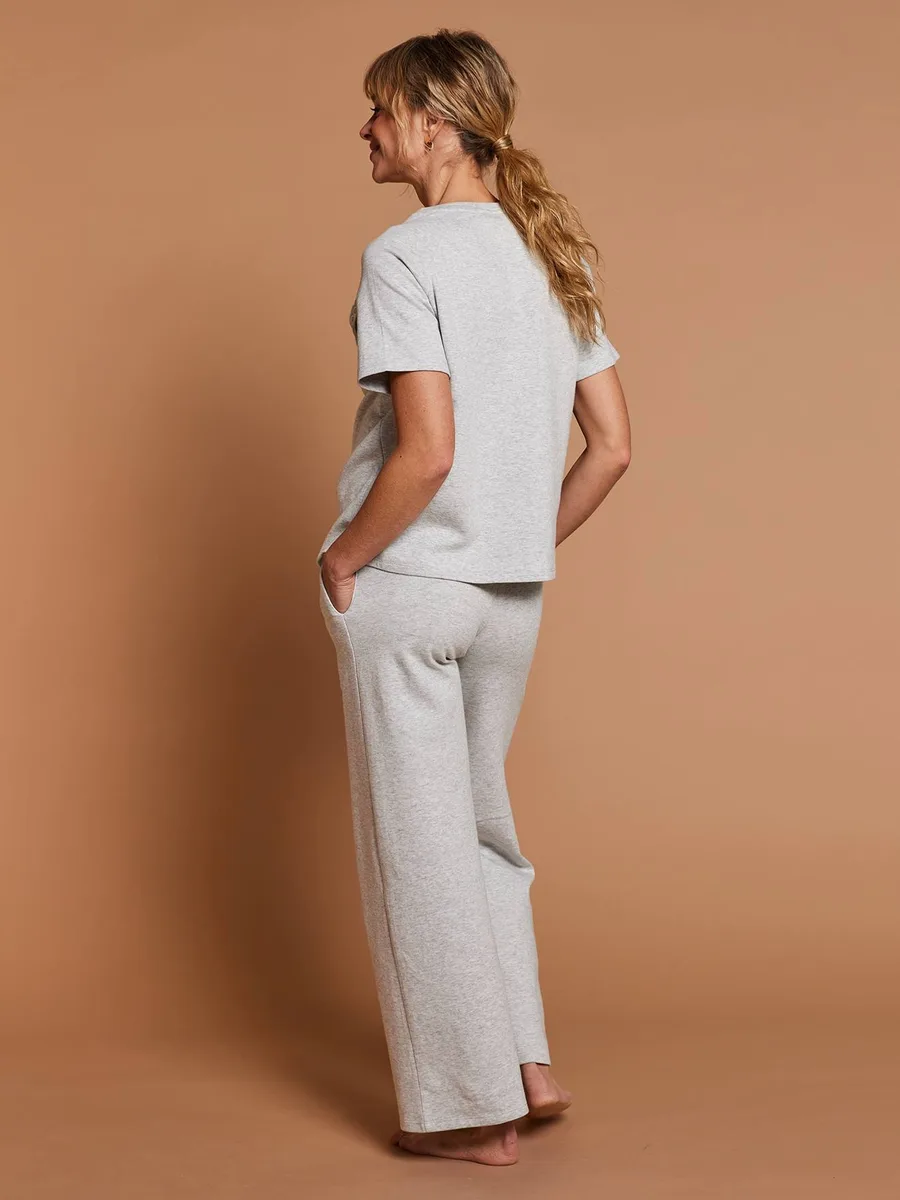 Ensemble pantalon grossesse allaitement gris chiné