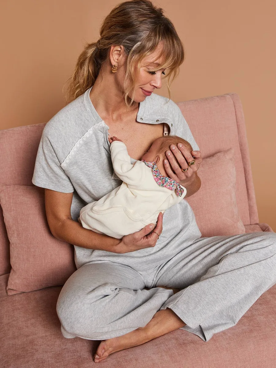 Ensemble pantalon grossesse allaitement gris chiné - 3