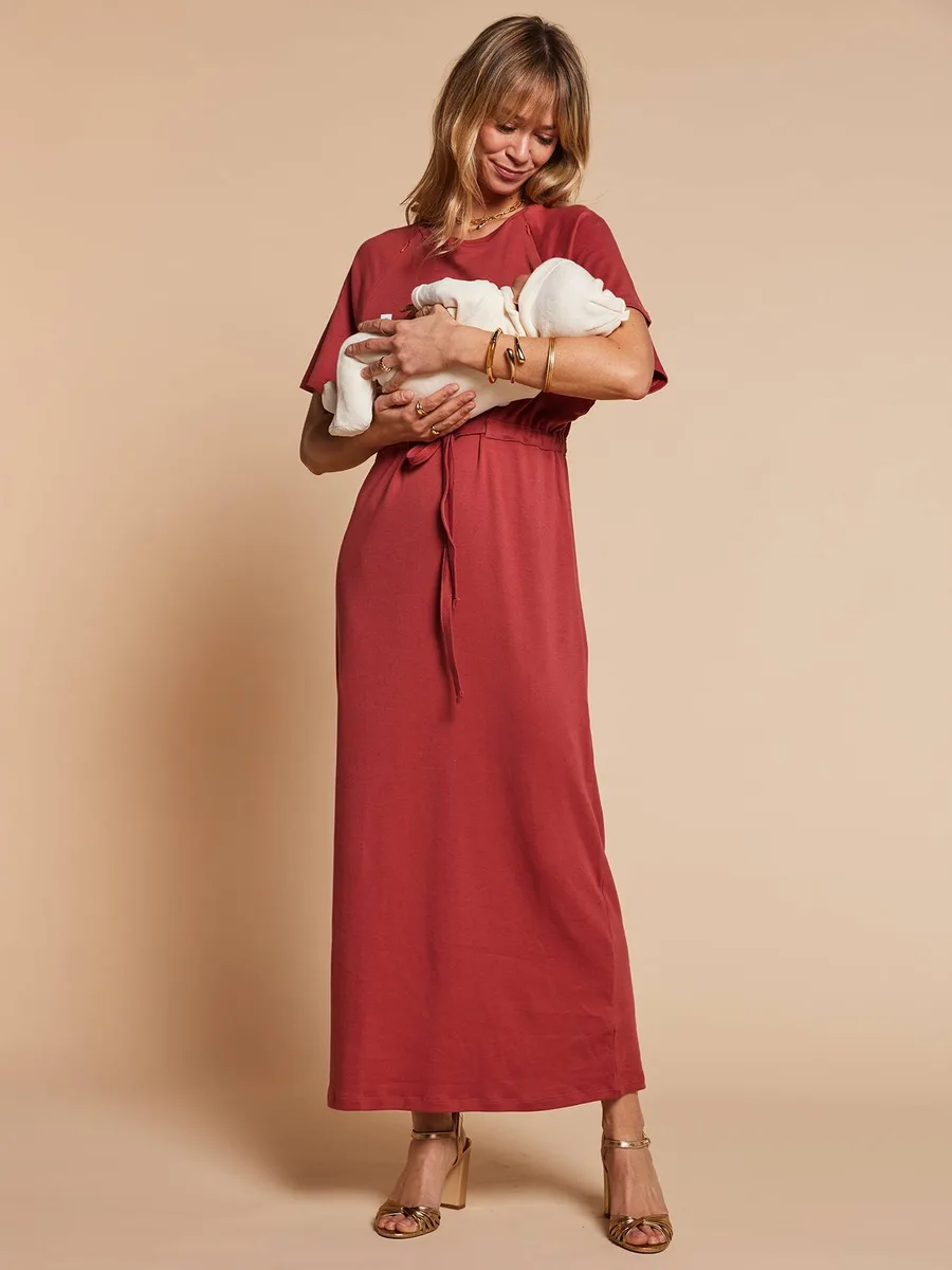 Robe longue grossesse et allaitement terracotta - 3