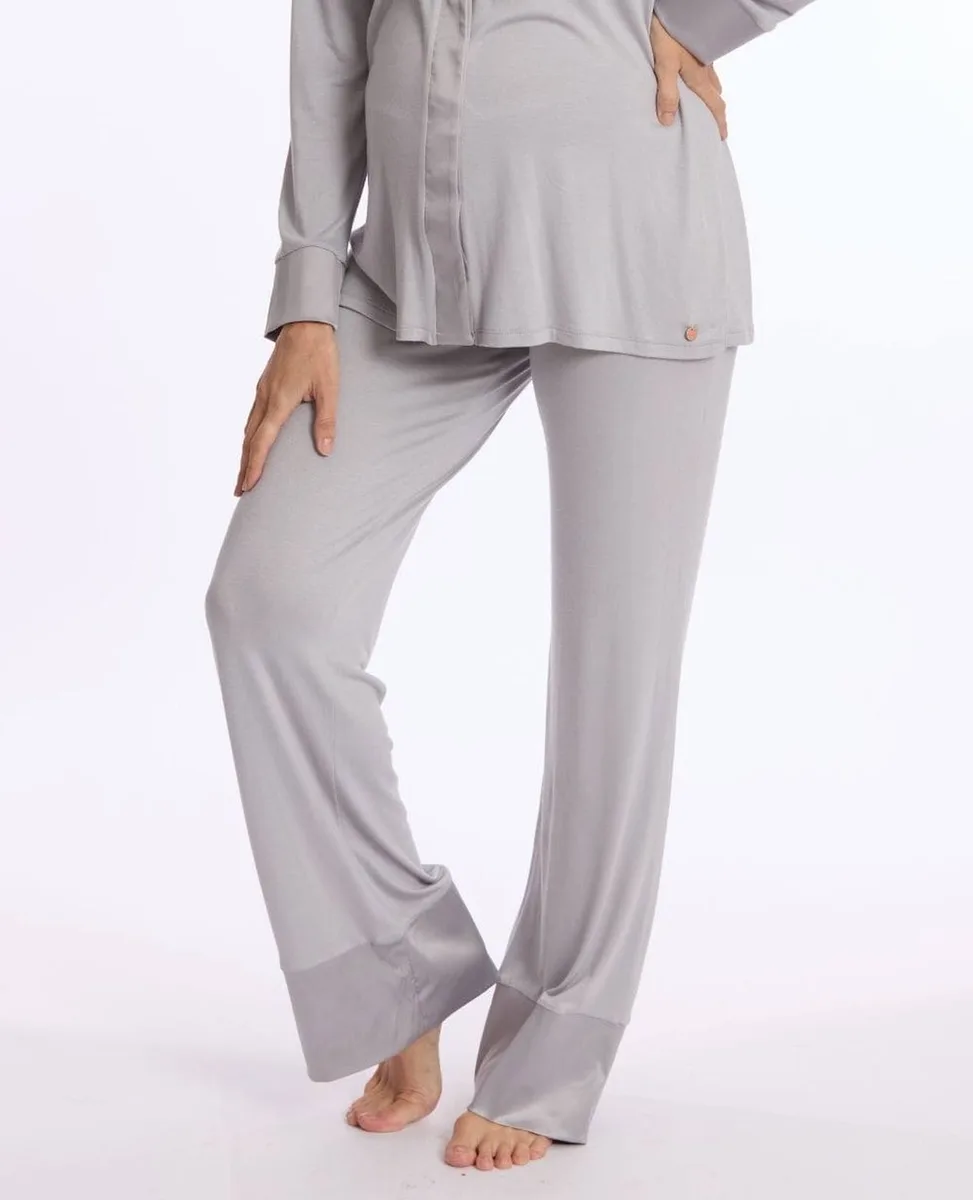 Pantalon De Maternité Satine Gris - 3