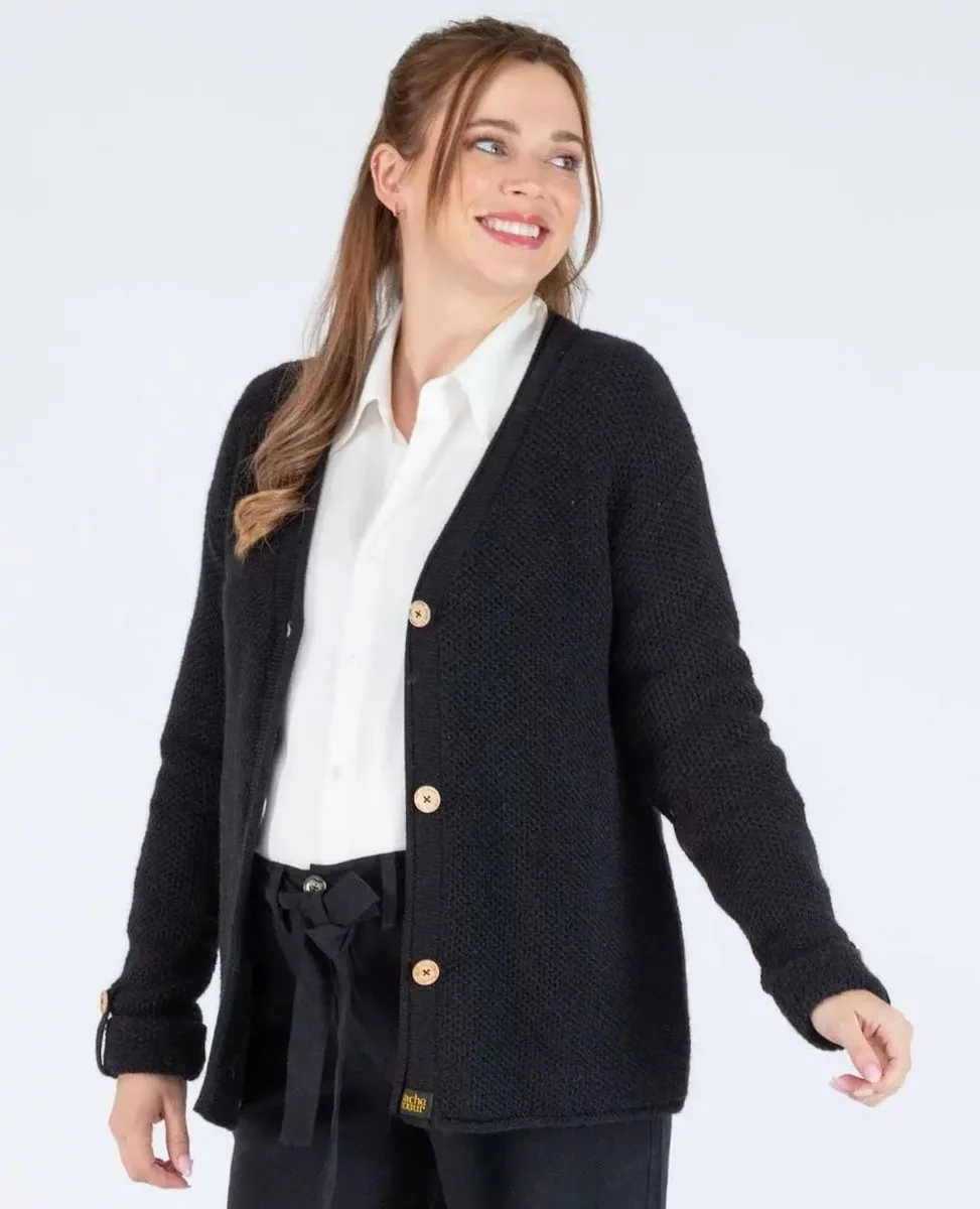 Cardigan De Grossesse En Maille Abelha Noir